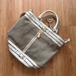 MICHAEL Michael Kors Kingsbury Bucket Tote Bag Tan Beige White Shoulder Purse